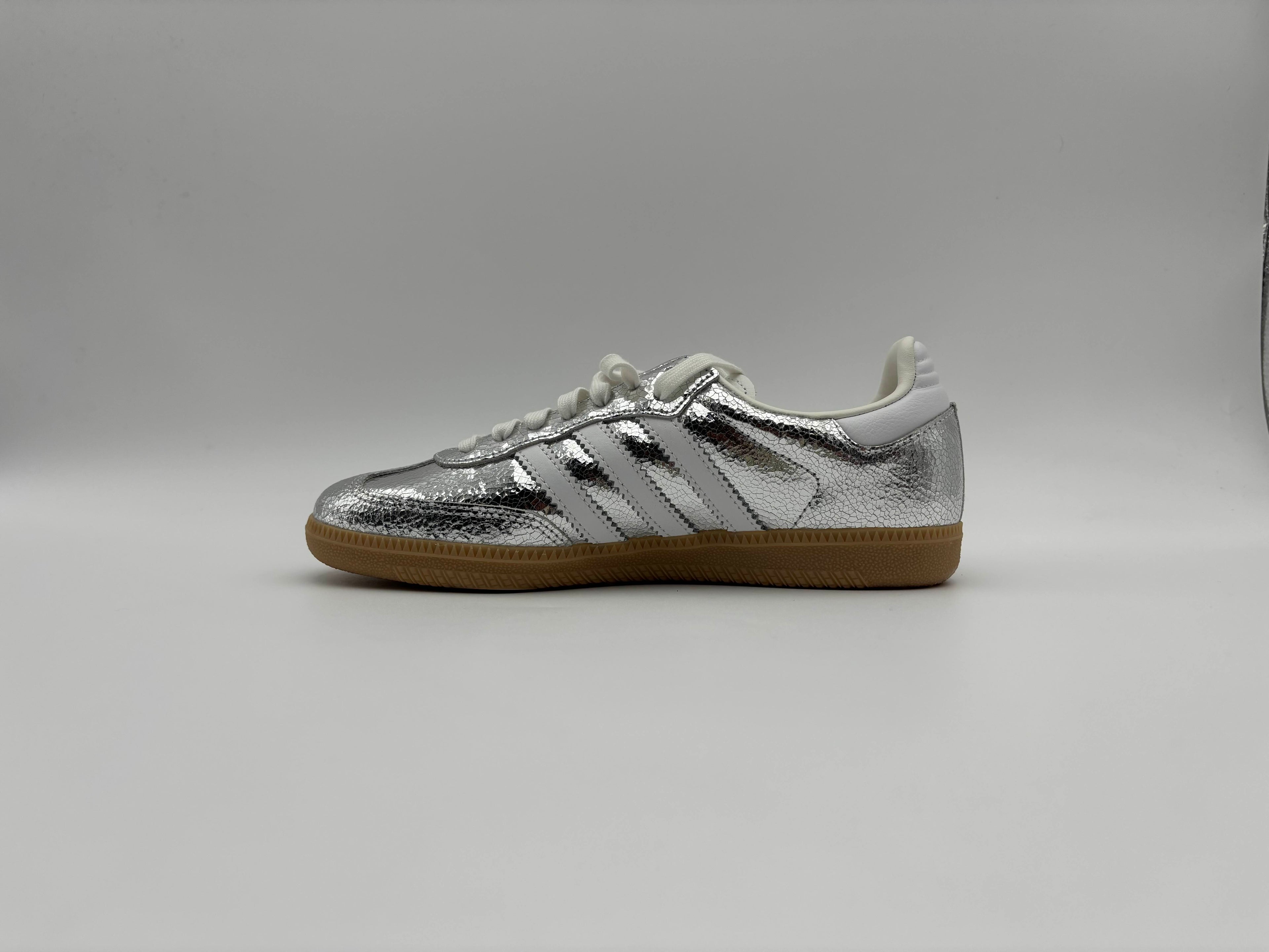 Adidas Samba OG Silver Metallic Cracked Leather