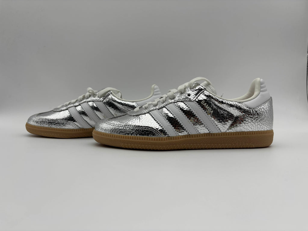 Adidas Samba OG Silver Metallic Cracked Leather