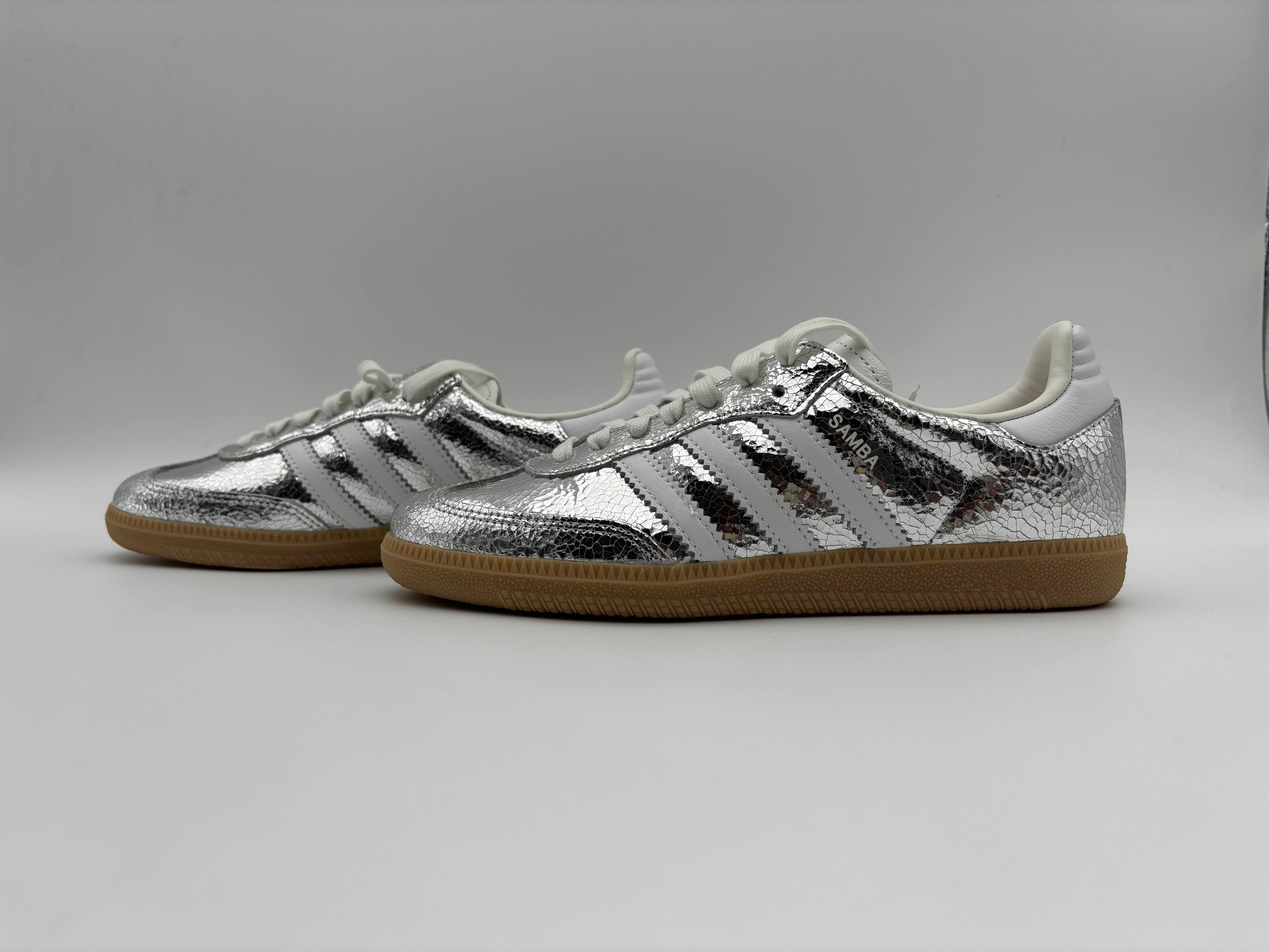 Adidas Samba OG Silver Metallic Cracked Leather