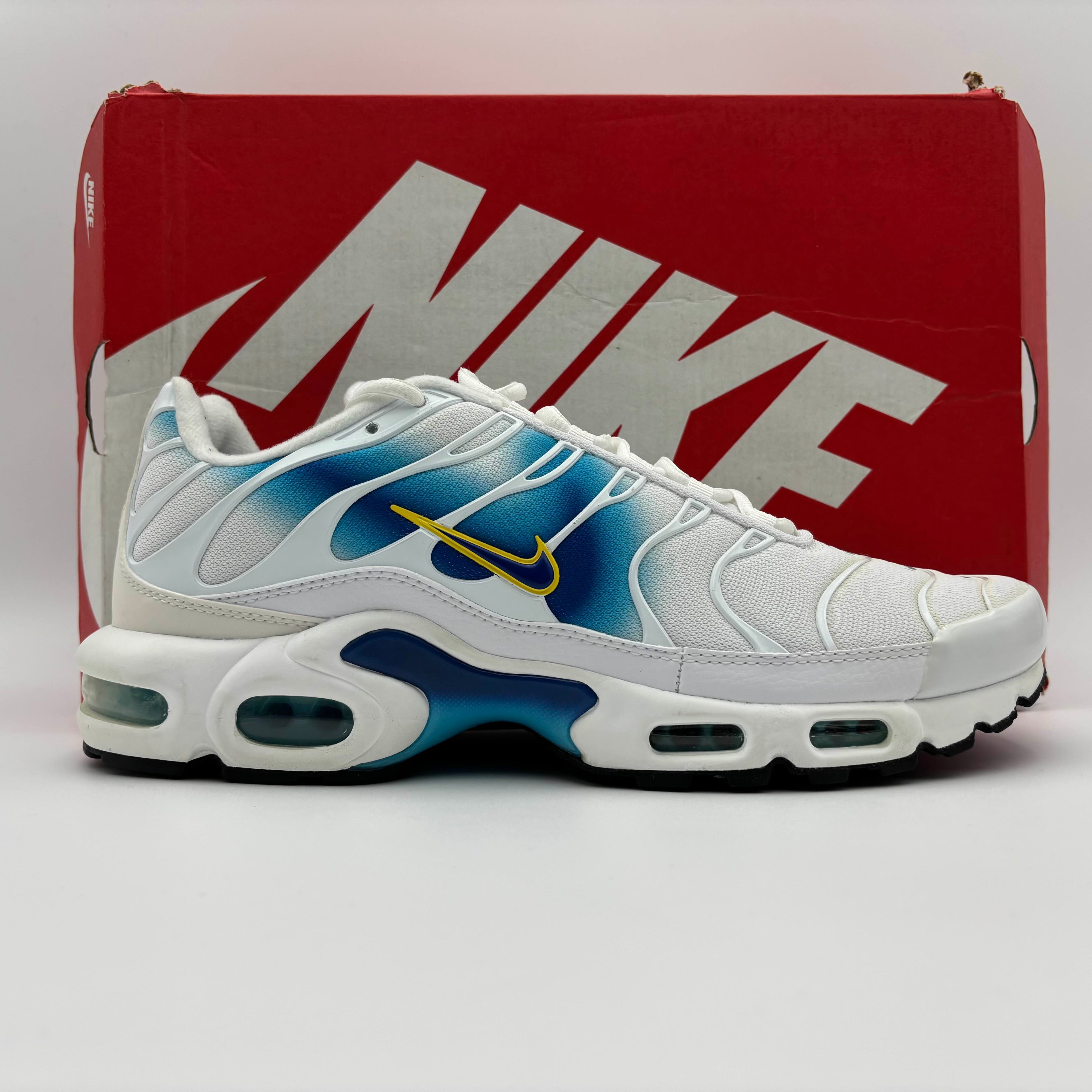 Nike Air Max Plus Spray Paint Swoosh White Blue